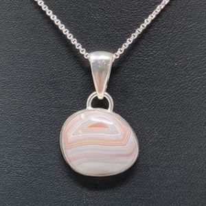 Handmade Botswana Agate Silver Pendant